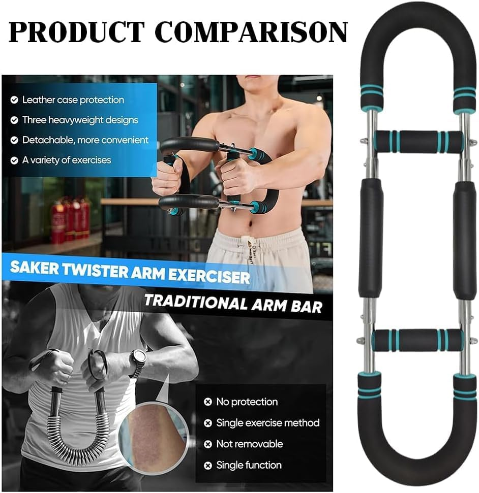 Twister Arm Trainer, Adjustable Spring Fitness Bar, Chest Exercise Equipment, Forearm Triceps Chest Enhancement Exerciser, Portable Home Fitness Equipment (U60-100 Lbs Set) image number 4