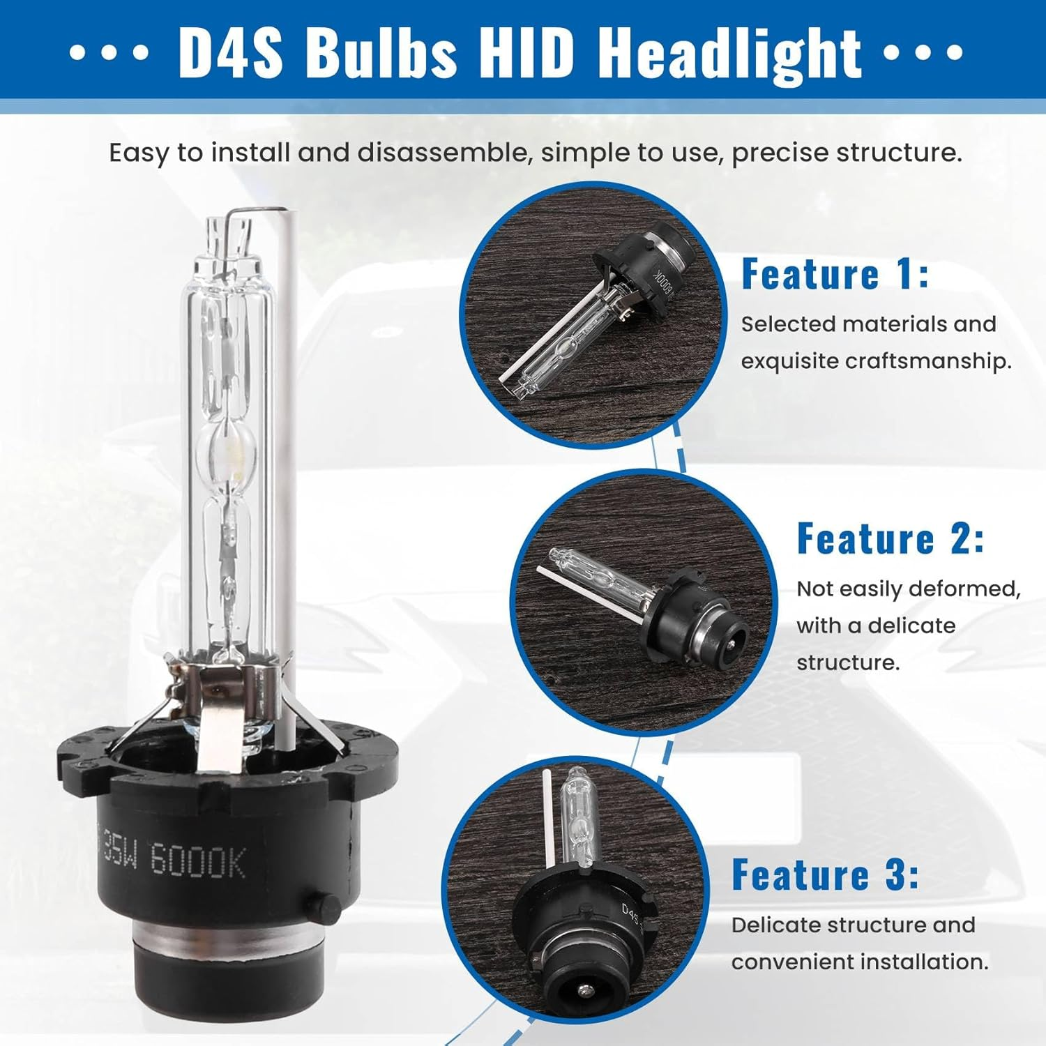 New D4S Bulbs HID Headlight 6000K for for 90981-20013 image number 5