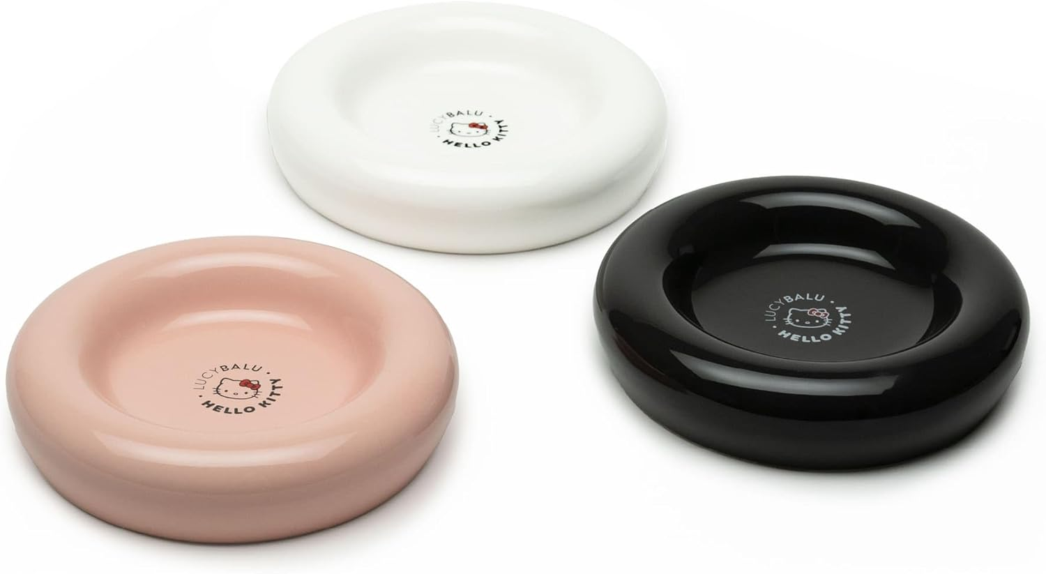 Lucybalu Hello Kitty Drop Porcelain Cat Bowl - Whisker Friendly, Raised Cat Feeding Bowl & Water Bowl - 17Cm X 20Cm X 3Cm - Black image number 2