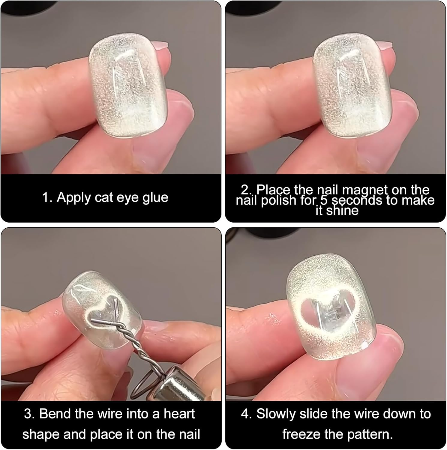 Gosknor Cat Eye Magnet for Nails, 0.95In Double Head Nail Magnet Gel Polish Magnetic Stick Nails Design Tool with Metal Wires for Home DIY Salon Studio Manicure image number 5