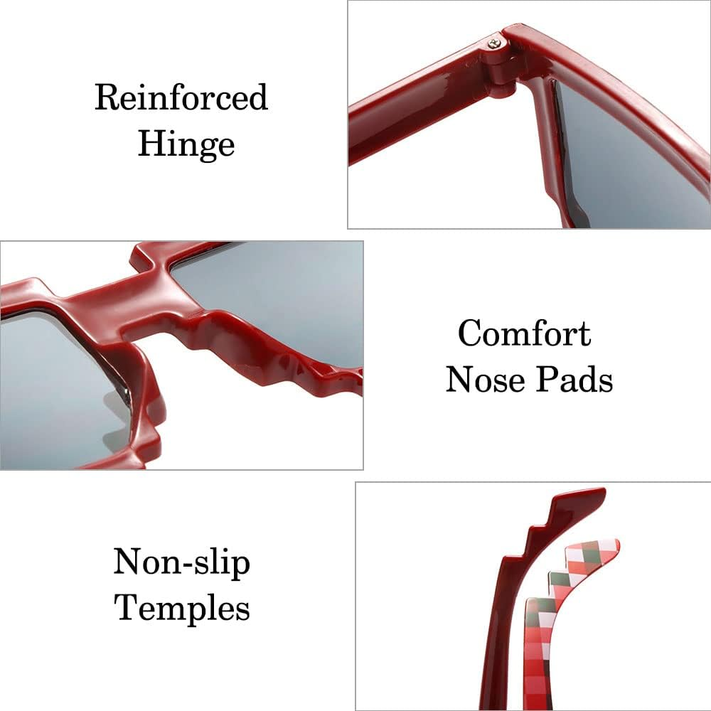24 Pack Pixel Sunglasses, Miner Party Favors Sunglasses Retro Gamer Sunglasses Pixeled Eye Glasses for Kids Adults image number 4
