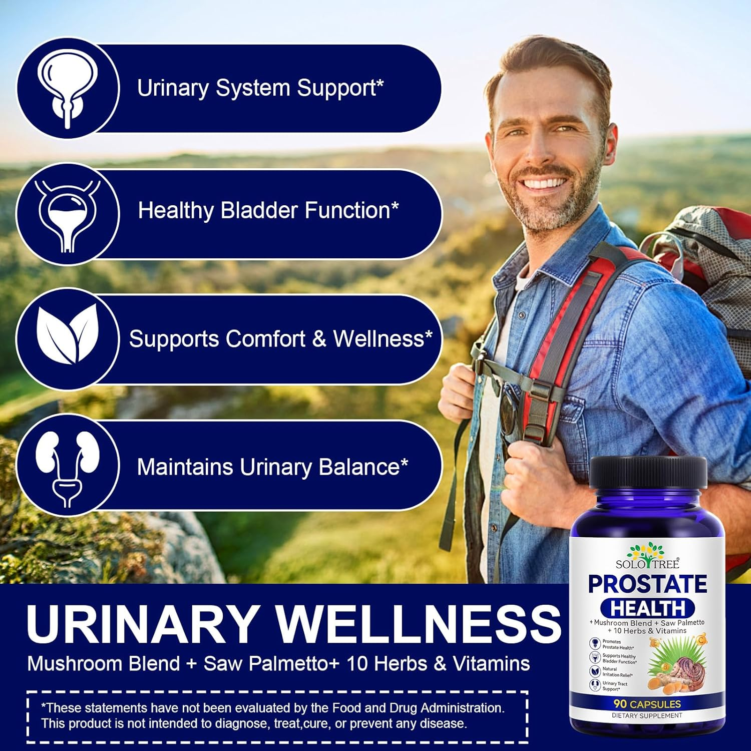 Prostate Health Supplement for Men | Saw Palmetto, Reishi & Maitake | Zinc, Turmeric & Plant Sterols | Daily Botanical Men&rsquo;S Wellness Complex | 90 Capsules image number 3