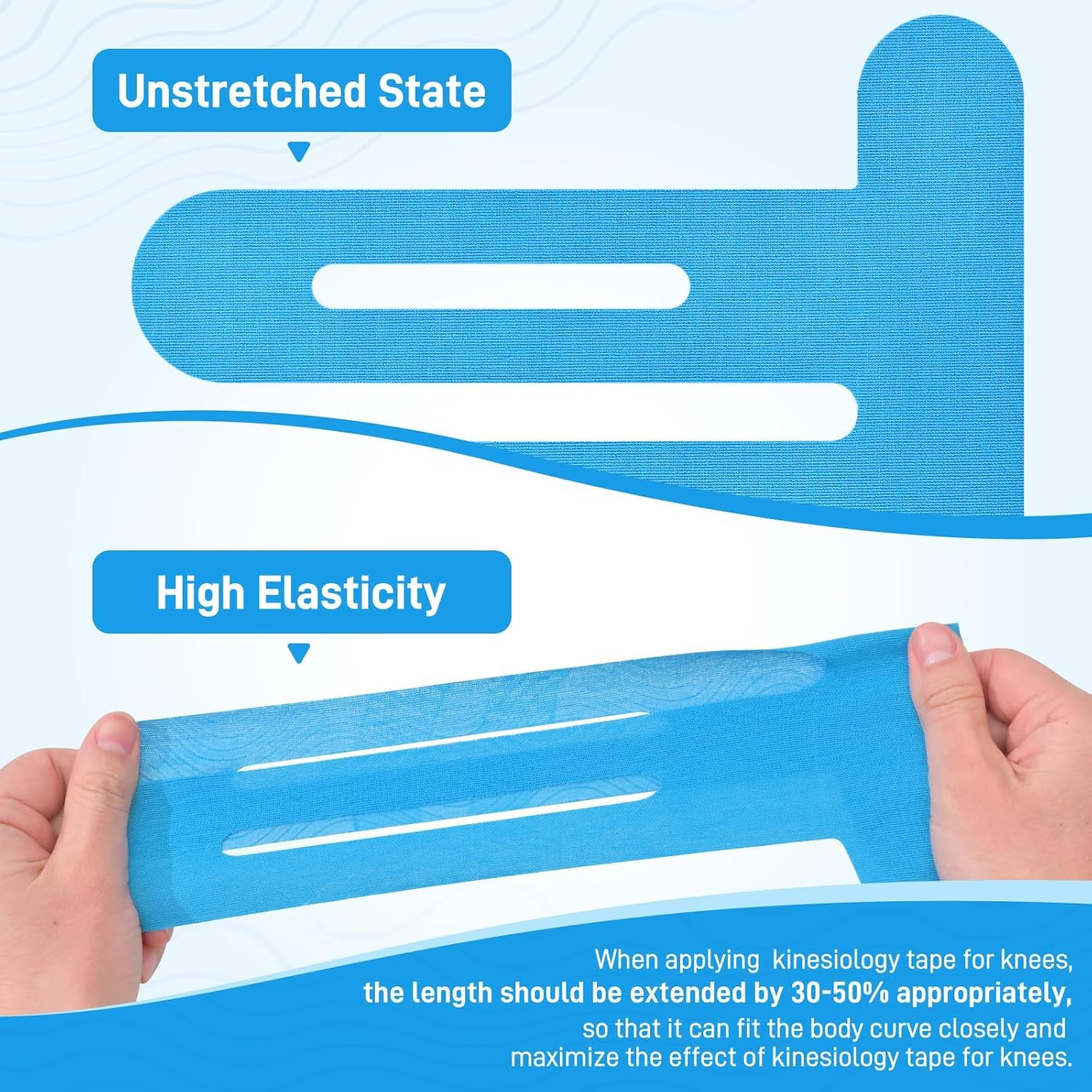 MILIOG Kinesiology Tape for Knees | 16-Pack Precut Elastic Sports Tape | Waterproof & Breathable Knee Support for Pain Relief, Running, Cycling | Latex-Free, Sweatproof Athletic Joint Tape image number 3