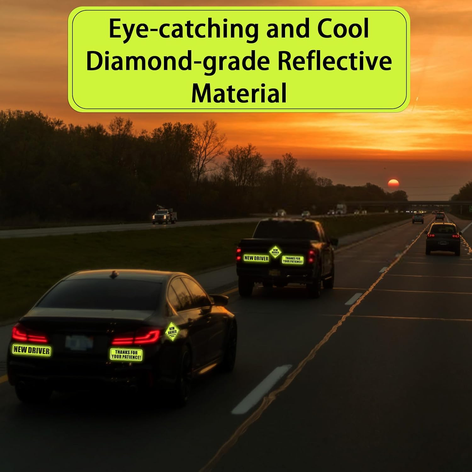 3Pcs New Driver Magnet for Car, Thanks for Your Patience Student Driver Sticker Magnetic Reflective Bumper Stickers Novice Rookie Driver Road Safety Sign New Driver Decal for Car (Green) image number 4