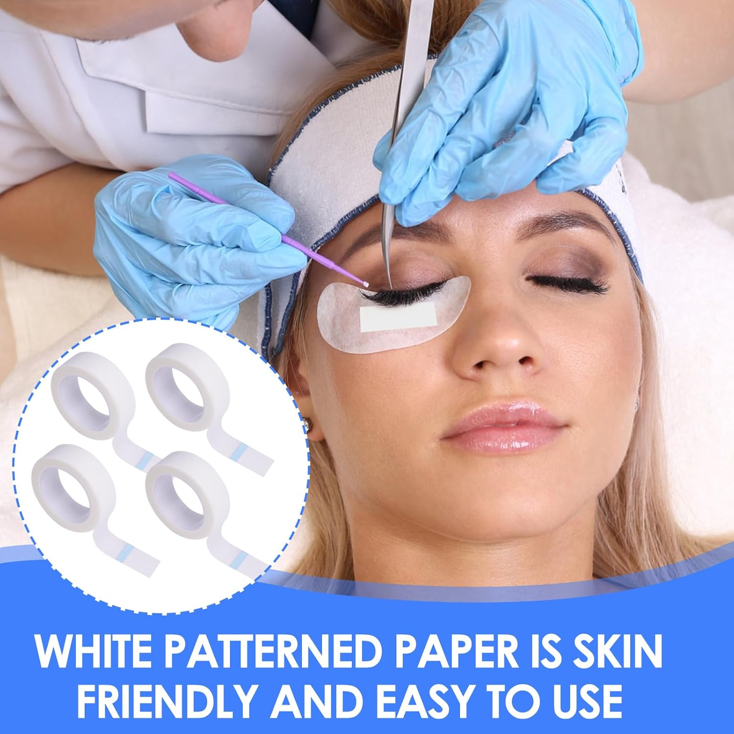 4 Rolls PE Micropore Medical Paper Tape Roll 1.25Cm X 9.14M, Micropore Surgical Tape for Wound Dressings Eyelash Extension Injuries Swelling Sports (White) image number 4