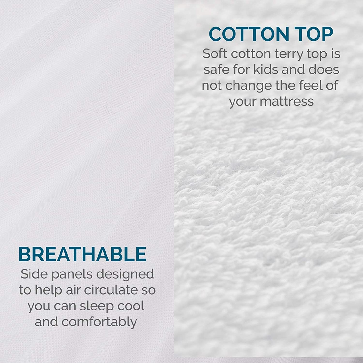 Lucid Premium Hypoallergenic 100% Waterproof Mattress Protector - Universal Fit, Cotton Terry Top,White Twin - California King Mattress Protector image number 6