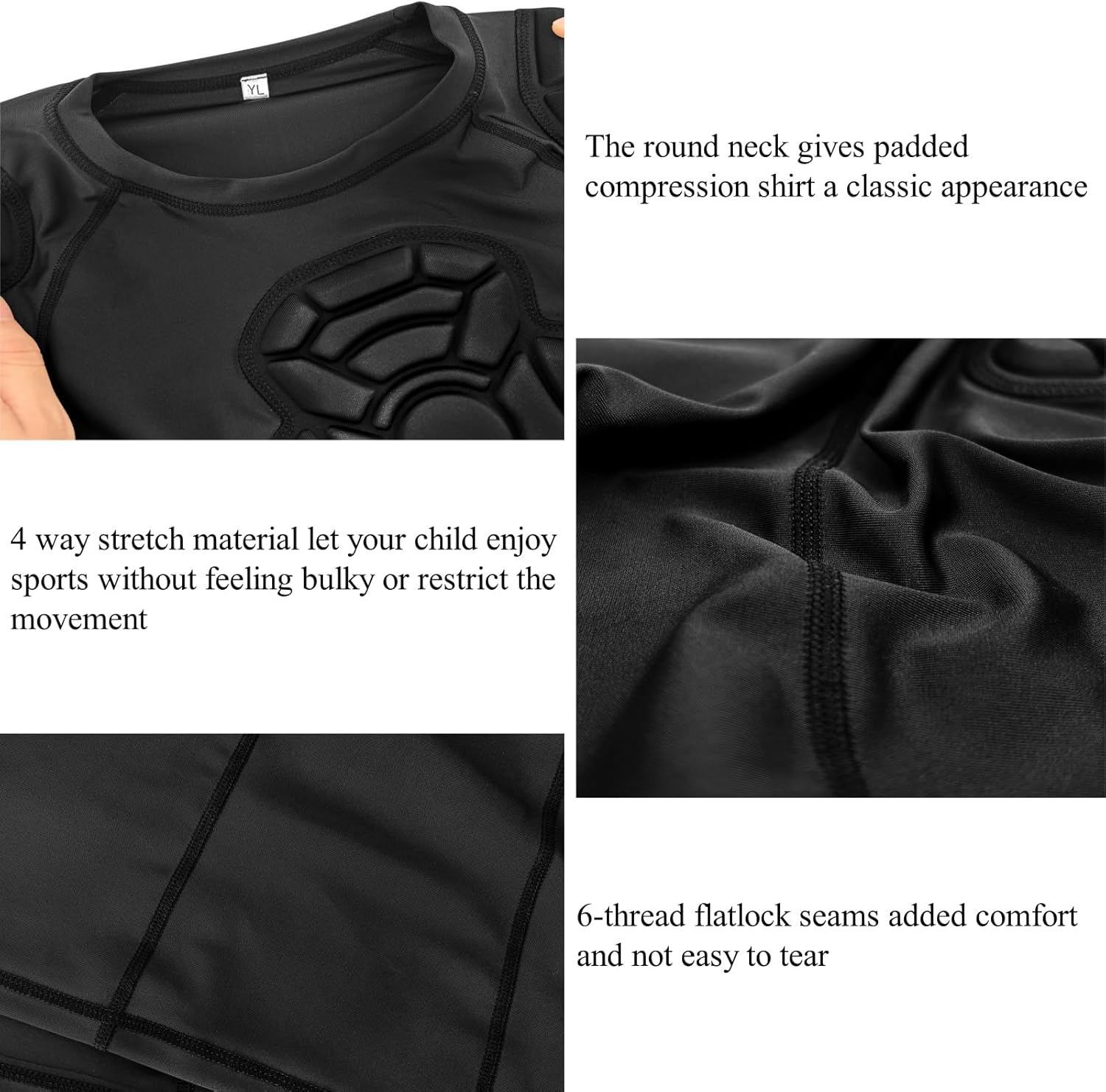 Topeter Youth Football Rib Protector Compression Shirt, Chest, Heart, Shoulder, Sternum Guard Protective Gear image number 2