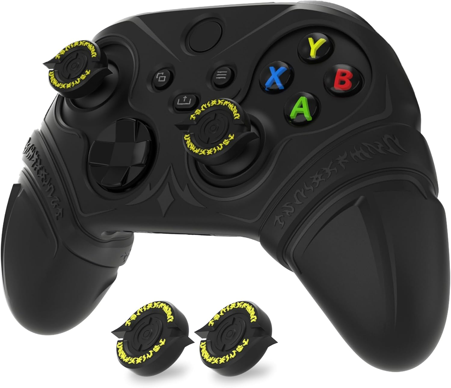 Playvital Silicone Controller Cover for Xbox Series X/S with Thumbstick Cap & Sticker- Runes Edition Anti-Slip Grip Skin, Shockproof Protector for Xbox Core Wireless Controller(Black)