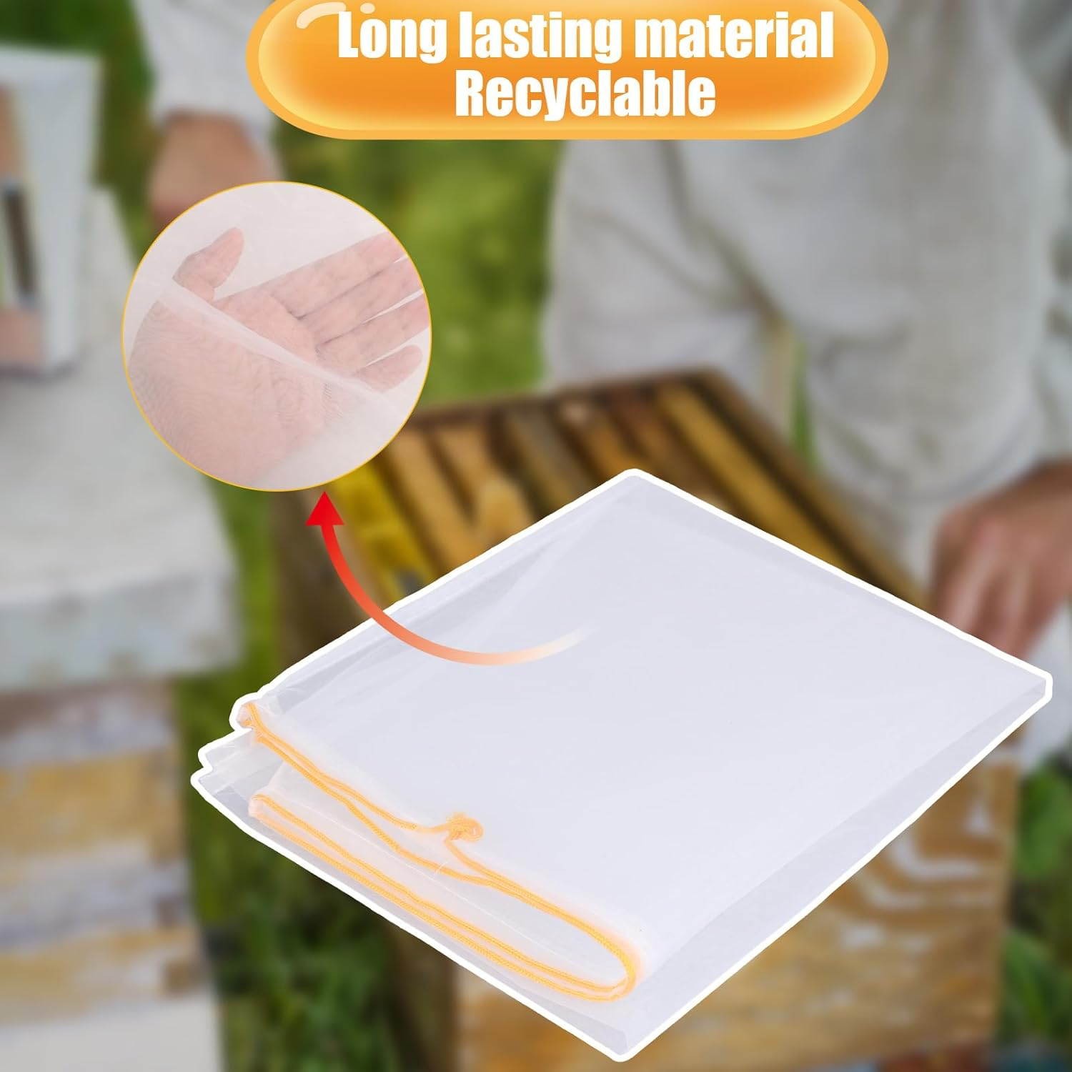 4Pcs Honey Filter Bag, 22.64X18.11 Inch Fine Mesh Nylon Strainer Bag with Adjustable Drawstring Reusable Honey Filter Cloth Nut Milk Bag Beginner Beekeeping Supplies for Farmers image number 1