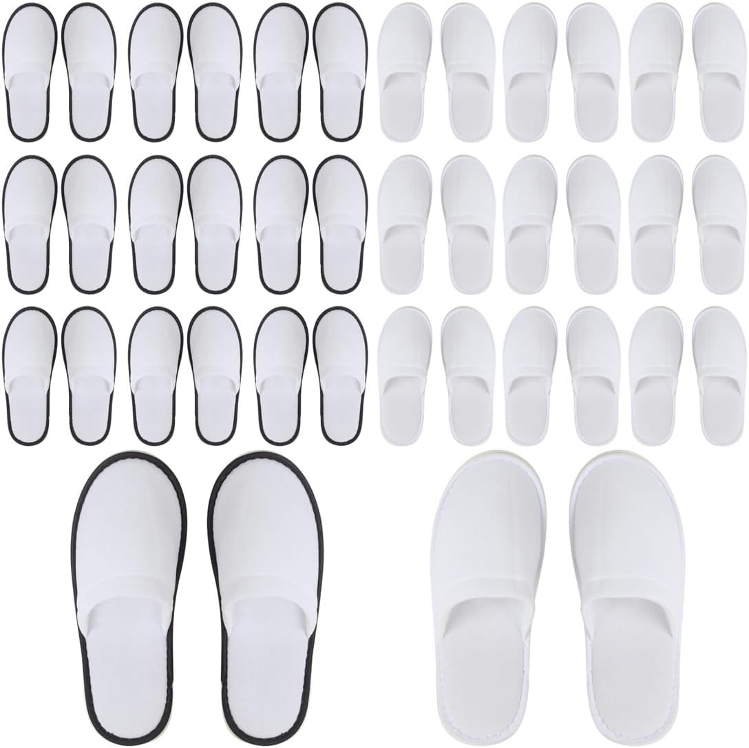 Yeios Hotel Spa Slippers Closed Toe Home Guest Slippers for Adult 20 Pairs for Men and Women White image number 2