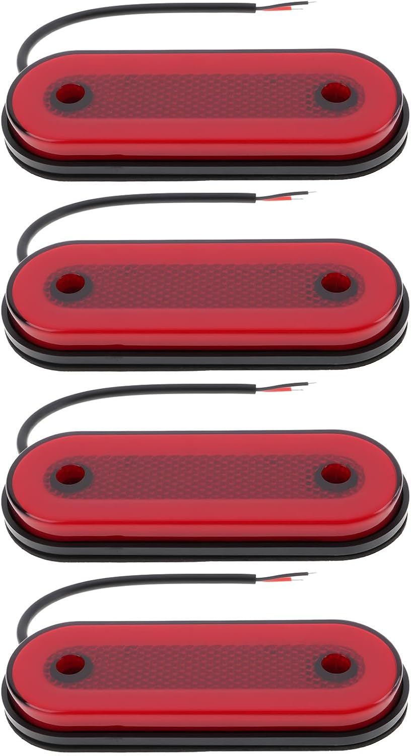 Ecsing 4X Car Rear Side Oval Marker Light 12V-24V 20 Leds Red for Trailer Truck image number 1