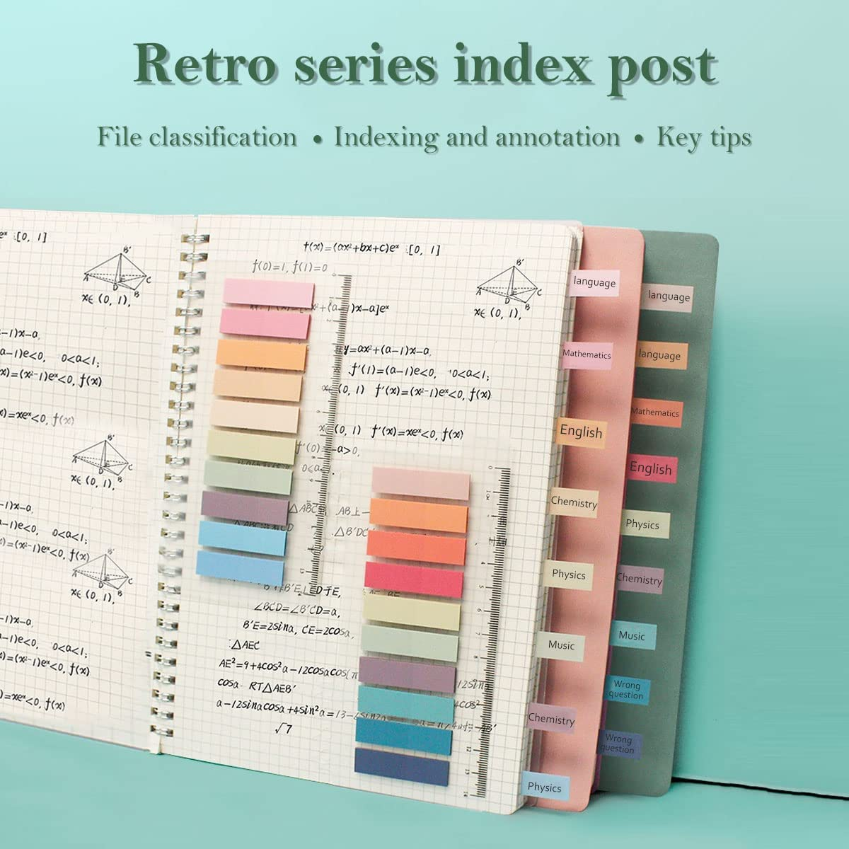 US 1200Pcs Sticky Note Tabs 60 Colors Writable Page Sticky Notes Waterproof PET Page Markers with Ruler Transparent Self-Adhesive Classify File Label Memo Stickers for Office School(Morandi) image number 4