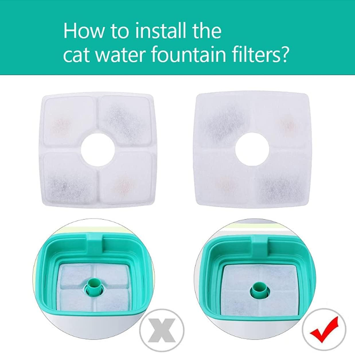 12 Packs Cat Water Fountain Filters, Hantoc Replacement Pet Water Fountain Filters 2.4L for Flower Fountains Replacement Filters with Resin and Active Carbon for Drinking Fountains for Cats and Dogs image number 6