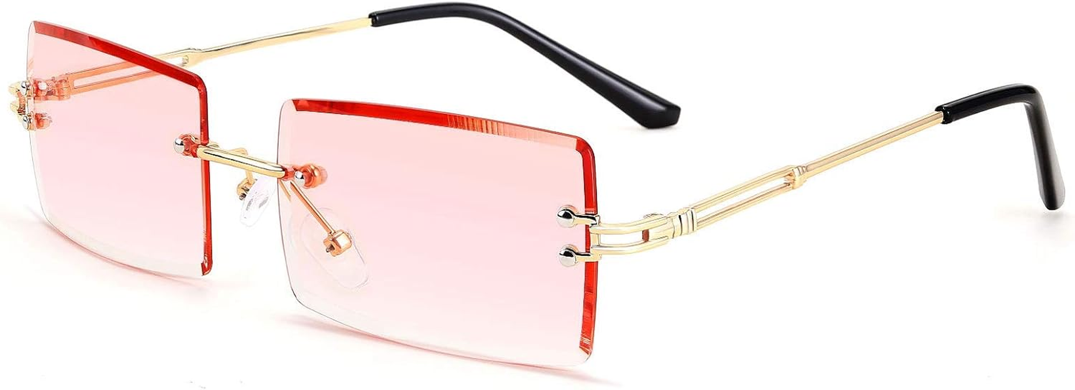 FEISEDY Vintage Rimless Sunglasses for Women Candy Color Sun Glasses UV400 Protection Rectangle Frameless B2642