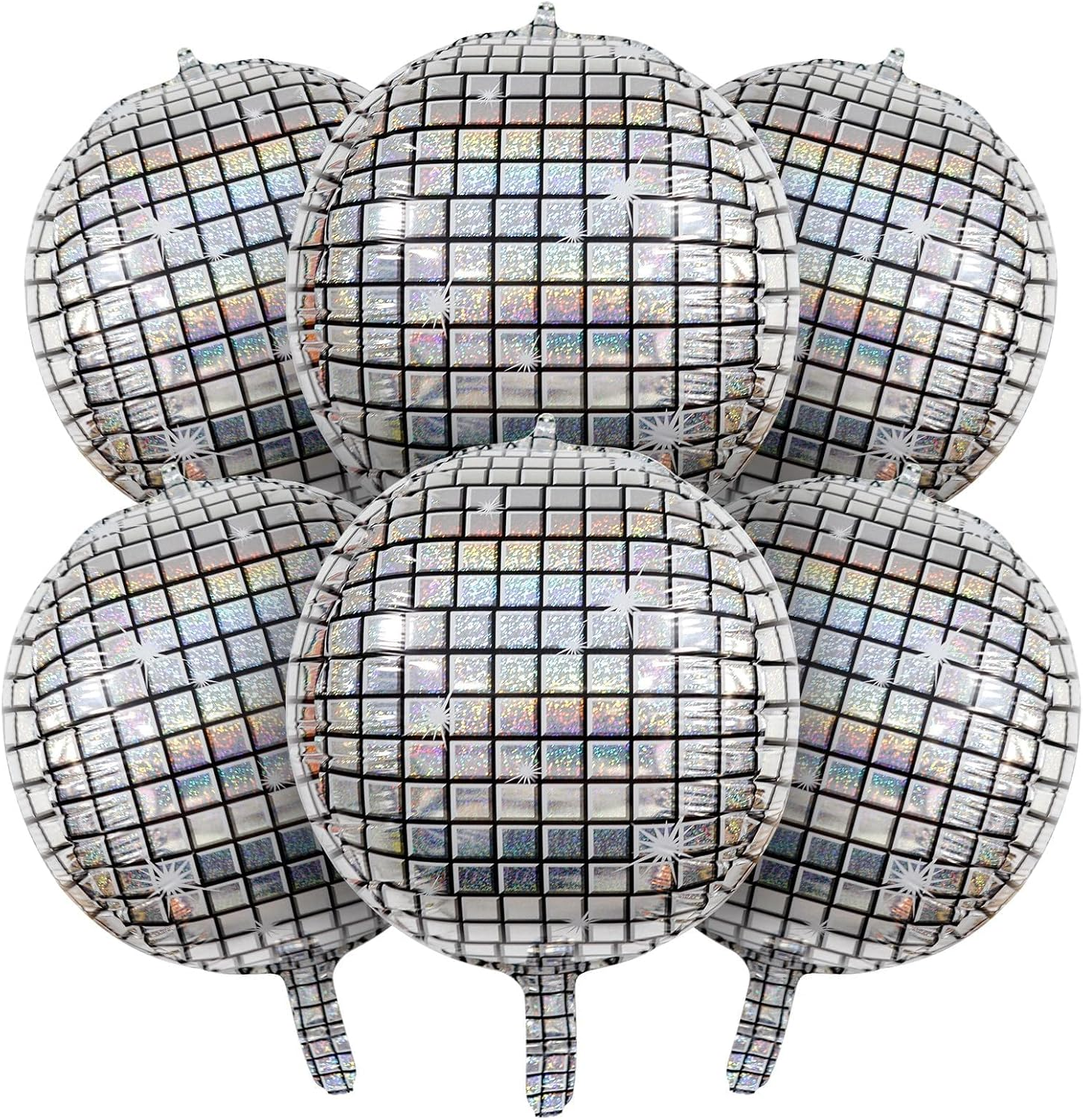 Silver Disco Ball Mylar Foil Balloons 22 Inch Huge 4D round Metallic Sphere Party Balloons for 70S 80S 90S Decorations Birthday Bachelorette Graduation 6 PCS image number 5