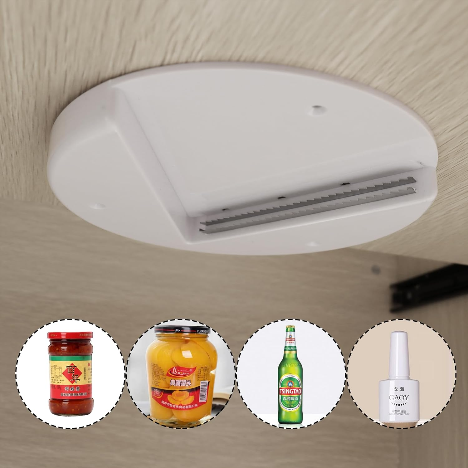 2Pcs under Cabinet Jar Opener, Can Opener for Weak Hands and Seniors with Arthritis, Easy Unscrew Any Size Jar & Bottle Lid, Gadgets for Kitchen