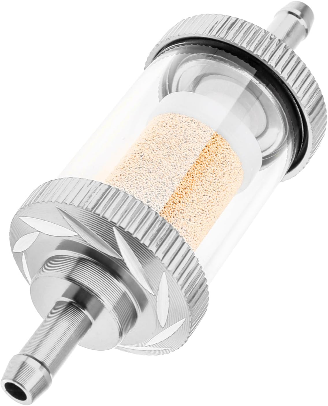 Windance 2PCS 5.3Mm 0.21Inch Aluminum Alloy Fuel Filter,Glass Inline Reusable Gasoline Filter for Motorcycle Scooter ATV Dirt Pit Bike Off-Road Motocross (Silver) - Blue image number 6