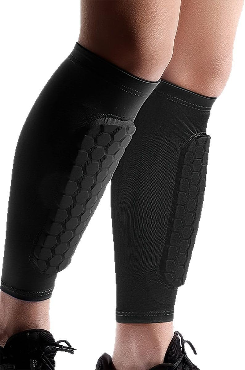 Soccer Shin Guards Pads for Kids Youth Adult,Calf Compression Sleeve with Honeycomb Pads,Support for Football Baseball Taekwondo Boxing MTB Protective Gear