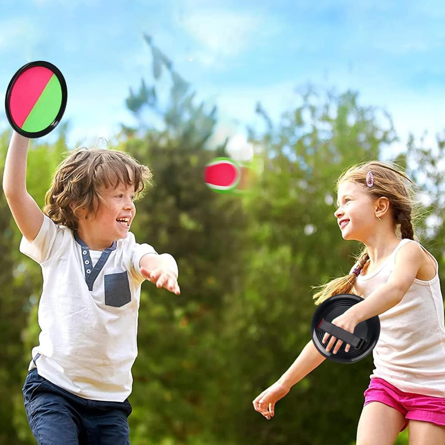 Velcro Ball Game, Velcro Ball Set with 4 Catch Discs 4 Balls, Beach Toy Velcro Ball Waterproof, Outdoor Games for Children Throwing and Catching Game, Gifts Children from 3 4 5 6 7 8 9 10 image number 6