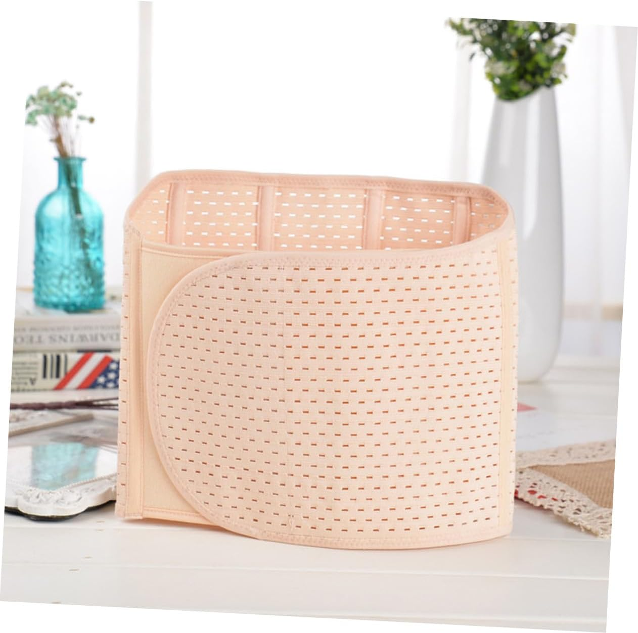 HANABASS 2Pcs Postpartum Maternity Belly Bands Abdominal Binder Set XL Polyester Belly Brace Support Belts for Women Recovery and Shaping Beige image number 1