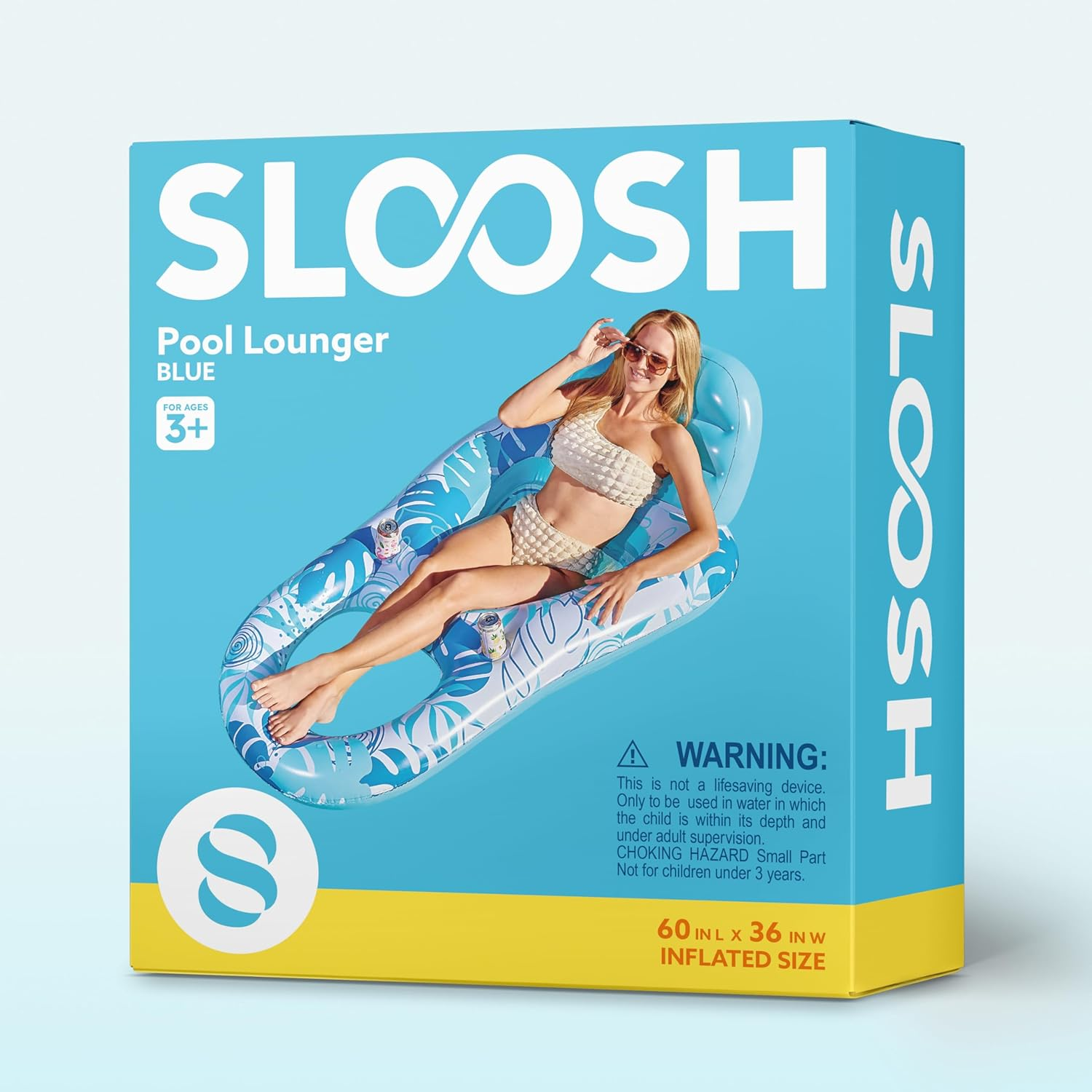 SLOOSH Inflatable Pool Floats Lounger Adult, Pool Float Lounge Raft Floaties Water Floating Recliner Chair with Cup Holders Foot Rest Swimming Floaty - Pink image number 2