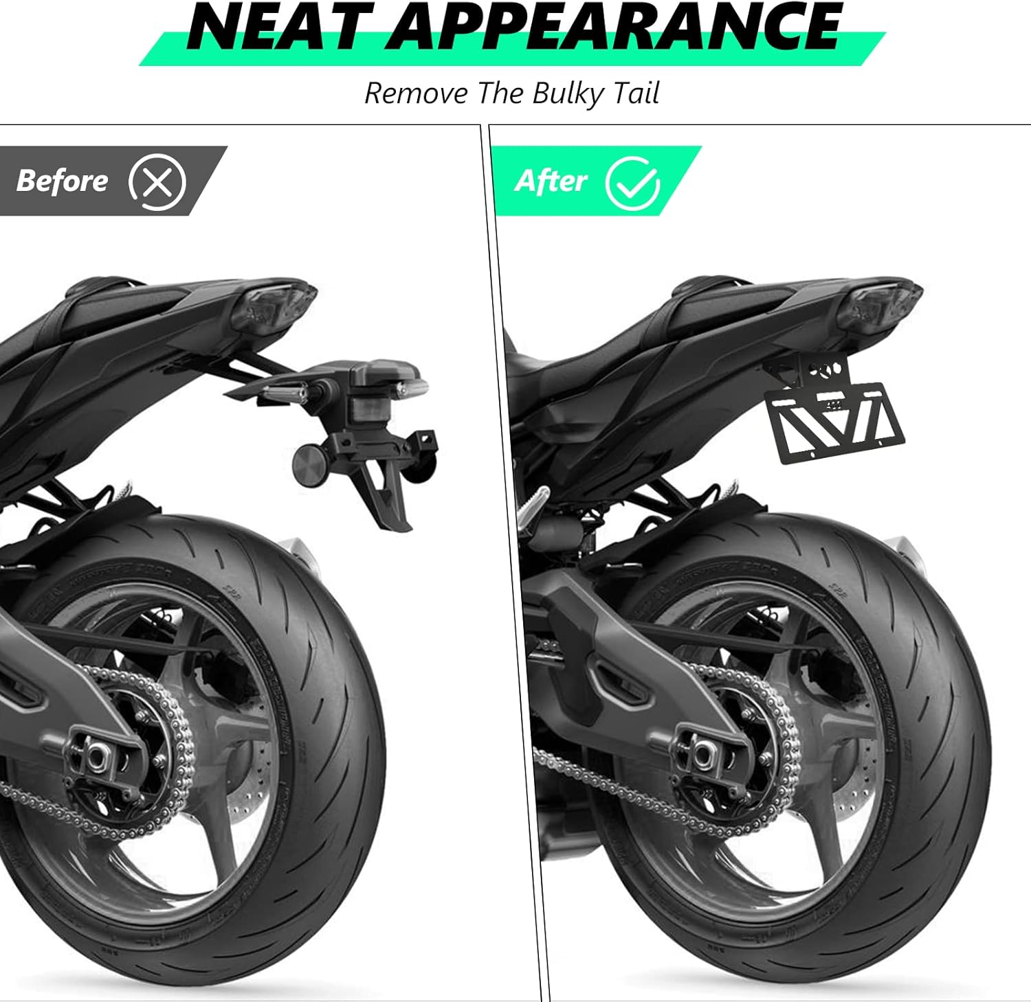 2024 2025 Ninja 500 Fender Eliminator Ninja 400 Fender Eliminator Tail Tidy License Plate Bracket Mount Fit with OEM & Aftermarket Turn Signal Z400 2018 2019 2020 2021 2022 2023 2024 2025 Z500 2024