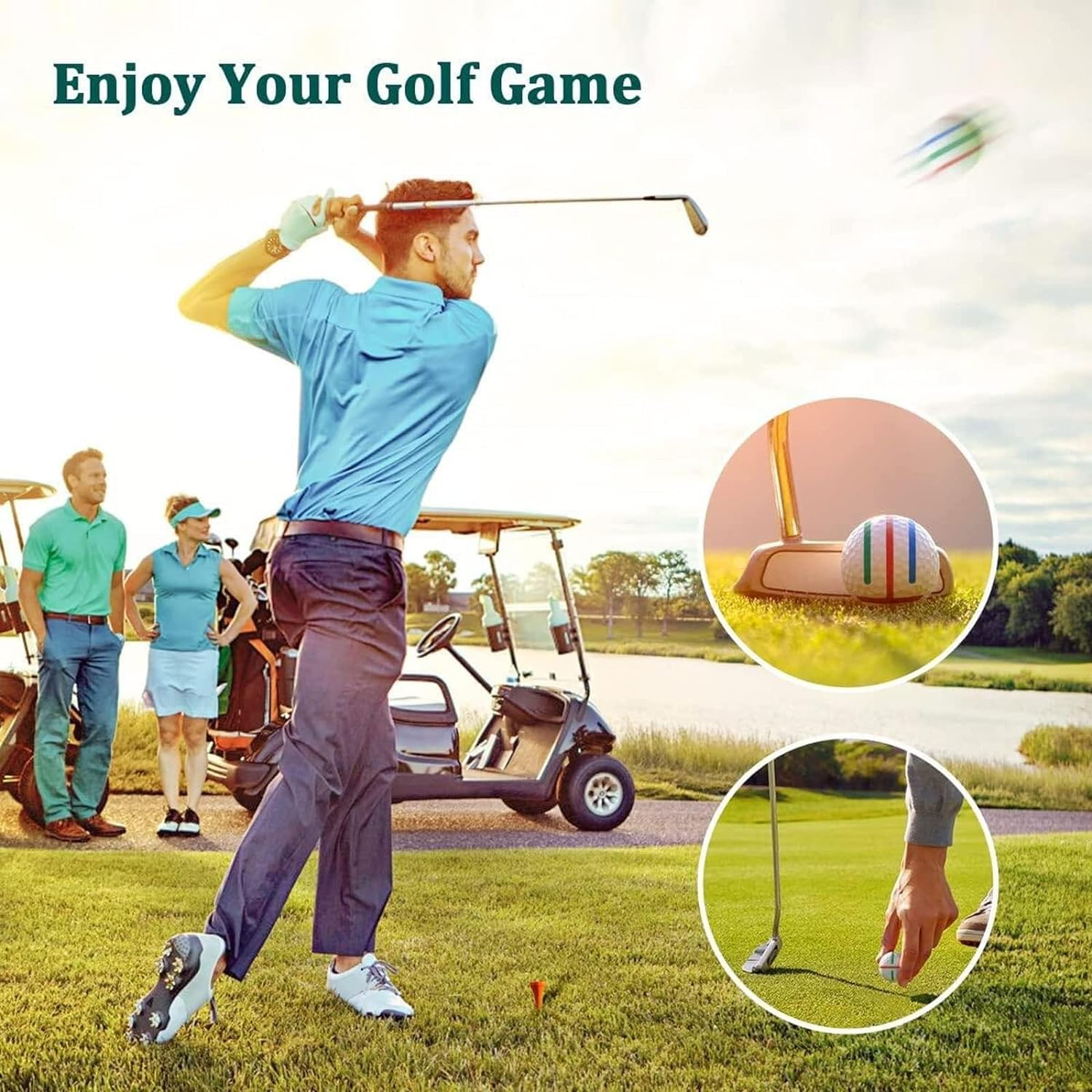 Golf Ball Line Marker Tool, 9 Pcs Golf Ball Marker Alignment Kit, 5 Golf Ball Marking Stencils and 4 Colors Golf Ball Markers for Better Beginning Golf Ball Training image number 4