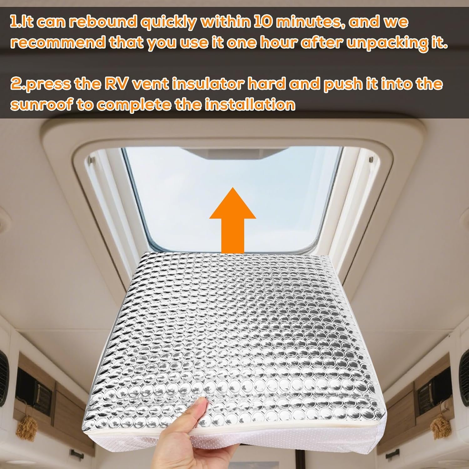 YUNVI RV Skylight Insulator 14X22X2.8,Rv Vent Cover and Skylight Shade,Waterproof RV Vent Insulator Sunroof Pillow for inside Camper Shower