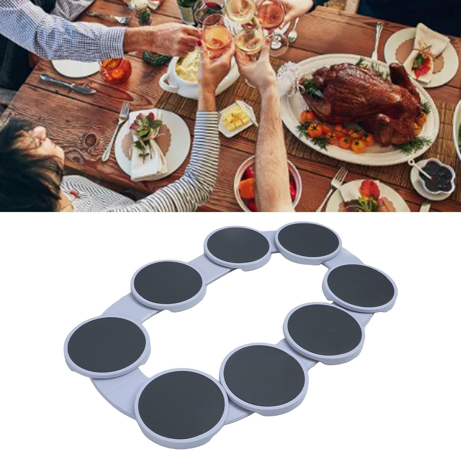 Lazy Susan Turntable Tray, 360 Degree Rotation Dining Table Turntable, Portable Rotating Food Organizer Tray for Dining Table for Pantry Kitchen Countertop, Serving Plate Tabletop image number 3