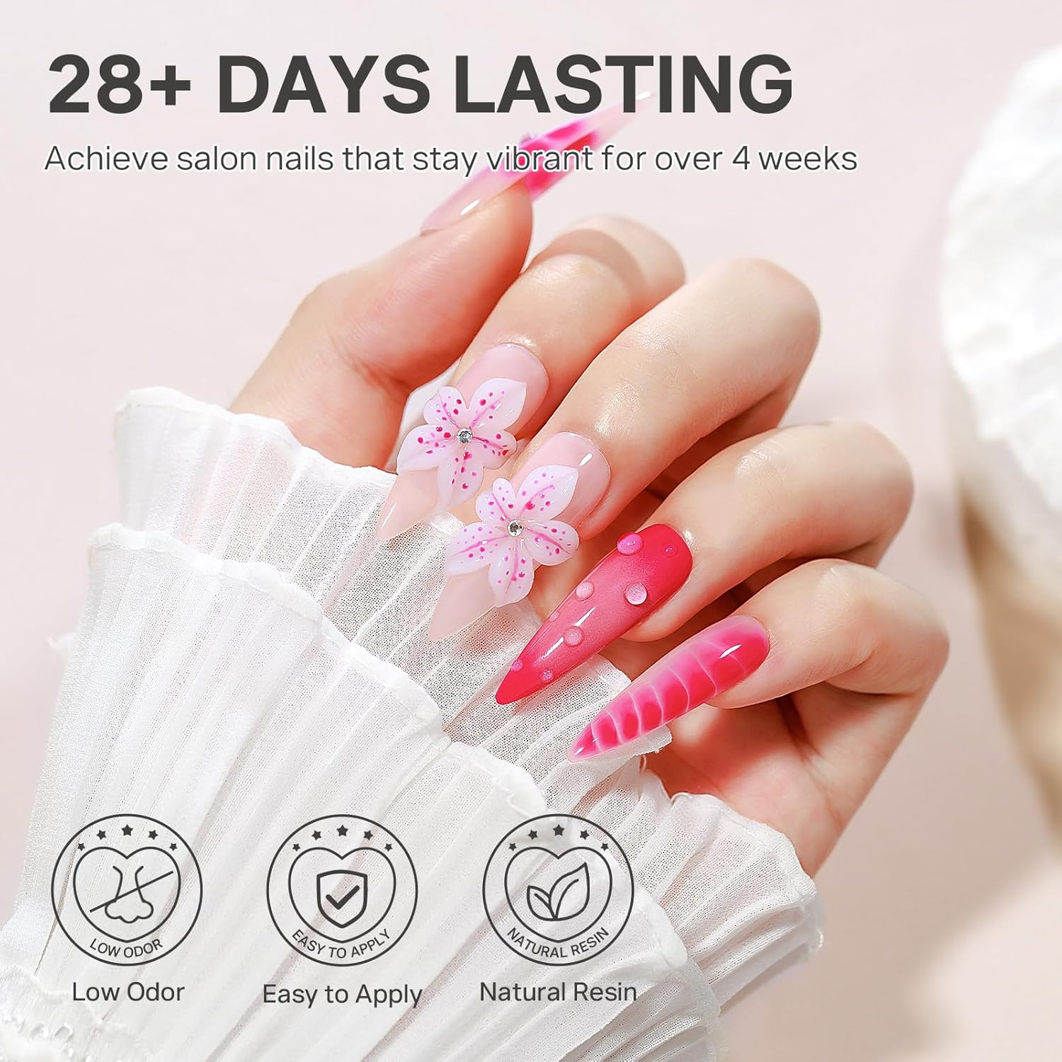 MIZHSE White 3D Gel Nail Art 30G Sculpting Gel Non-Sticky Molding Gels for Nails Solid U V LED Soak off Gels Polish with Silicone Pen and 3D Mold for Nail Design Home Manicure - White image number 6