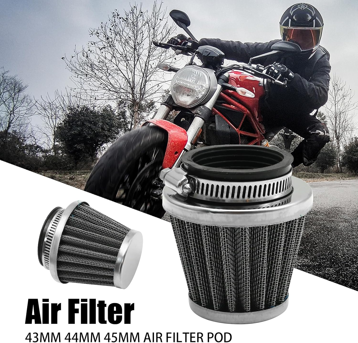 42Mm 43Mm 44Mm Air Filter Carburetor Cleaner, Replacement for 125Cc 150Cc 200Cc 250Cc DIRT ATV QUAD PITPRO BIKE Black image number 1