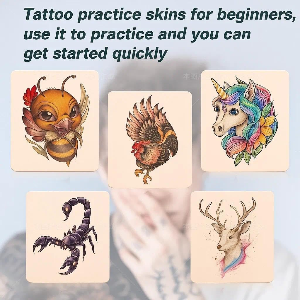 CRFY Tattoo Practice Skin with Transfer Paper &ndash; 10PCS Fake Skin (7.4&times;5.6 Inch) and 30PCS Transfer Stencil Paper Kit for Beginners & Professionals image number 4