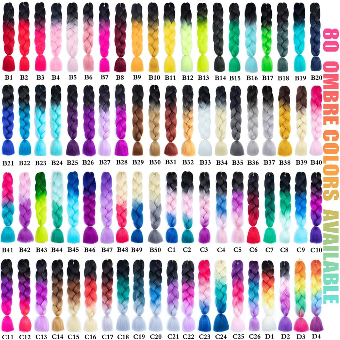 Kanekalon Jumbo Braids Hair Extensions Synthetic Fiber for DIY Box Braiding Hair 3 Packs 61 CM 24 Inch A35 Purple Color image number 6