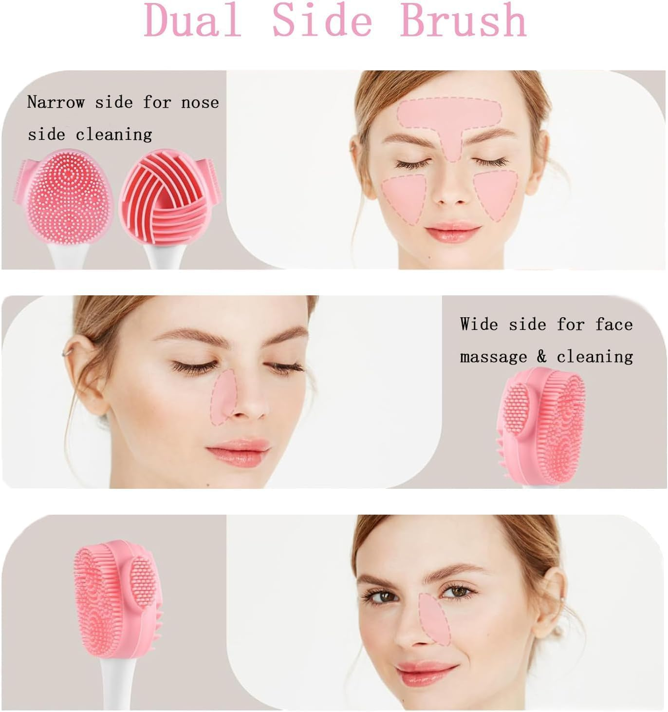 Yangshengyi Silicone Face Scrubbers Face Mask Brushes, 2Pcs Silicone Facial Cleansing Brush with 3 Designs, Face Mask Brush Face Mask Applicator Exfoliating Lip Brush Facial Cleansing Brushes with Bristles image number 6