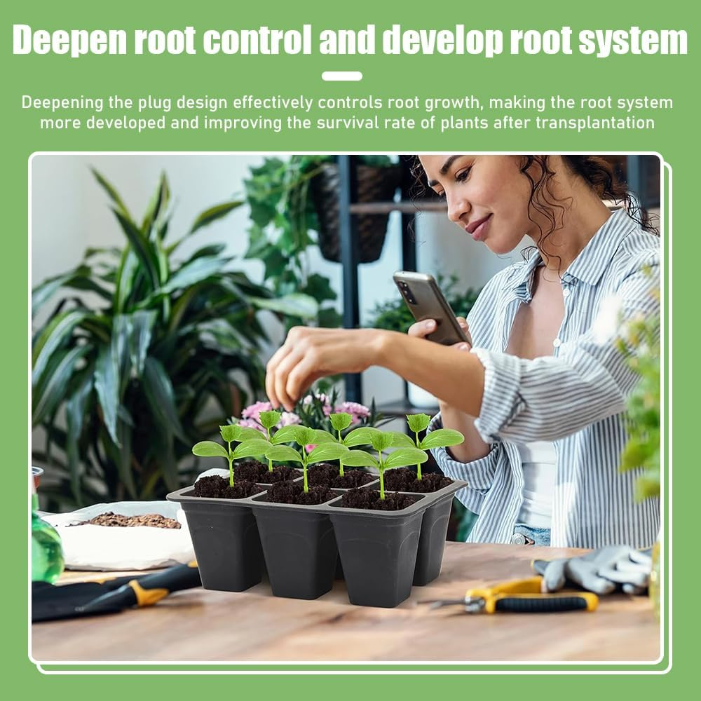 12 Pack Plant Germination Trays,Reusable Seed Starter Tray,Seedling Hole Plate,Silicone Seedling Pot,For Vegetable,Flower,Herb (Total 6 Cells) image number 2