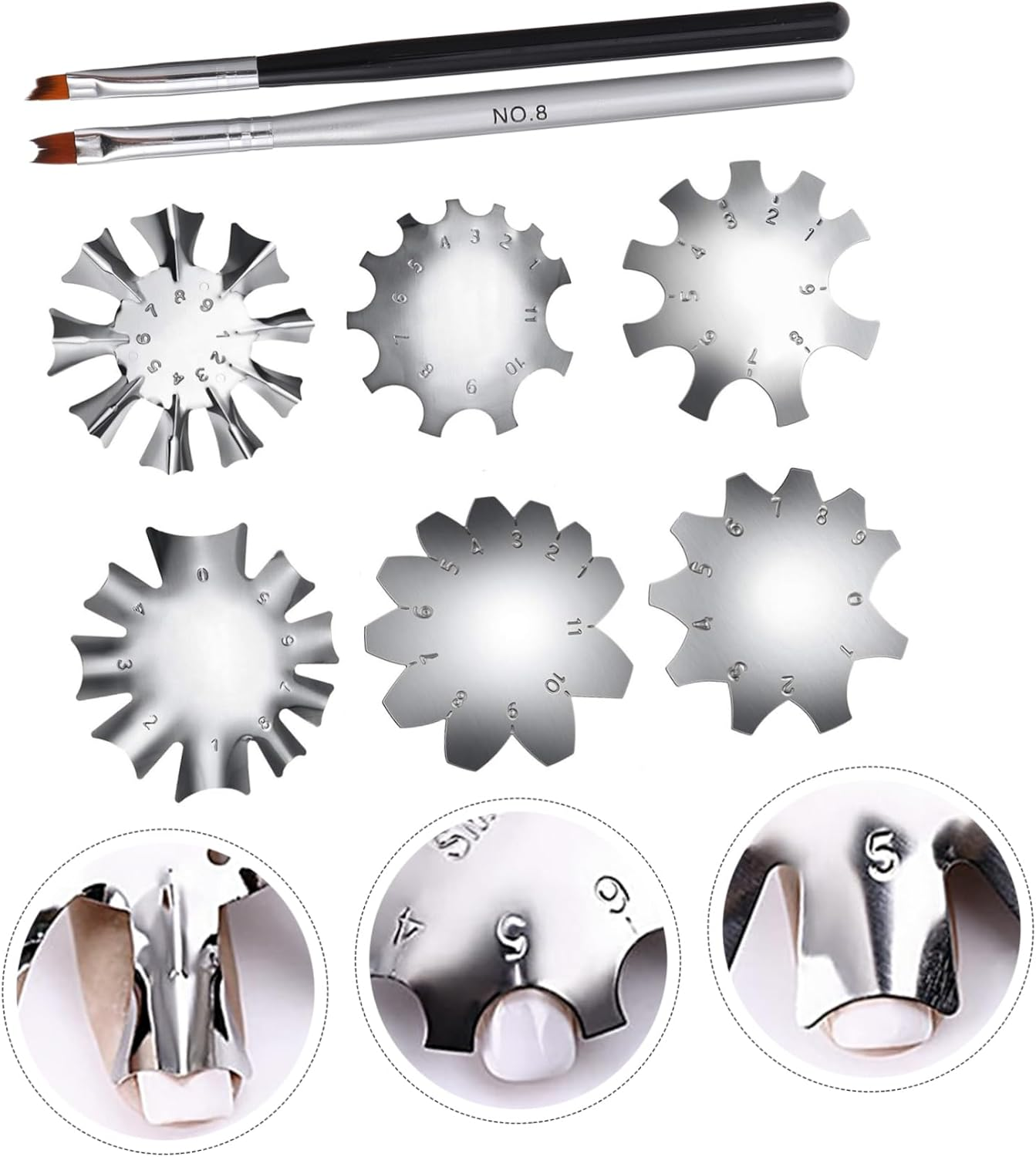 Baluue 8Pcs French Manicure Nail Template French Nail Line Cutter Stainless Steel Manicure Trimmer Tool image number 1