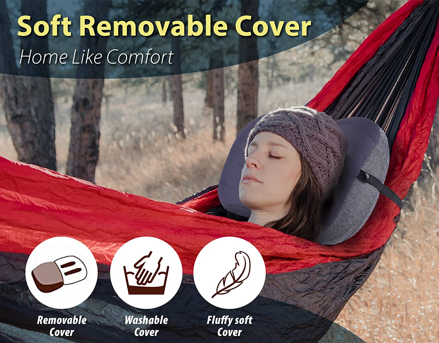 TREKOLOGY Aluft Pro Camping Pillow &ndash; Large Inflatable Travel Pillow with Removable & Washable Cover, Ultra-Lightweight for Backpacking, Hiking, Beach &ndash; Compact, Neck Support, Easy Inflation image number 2