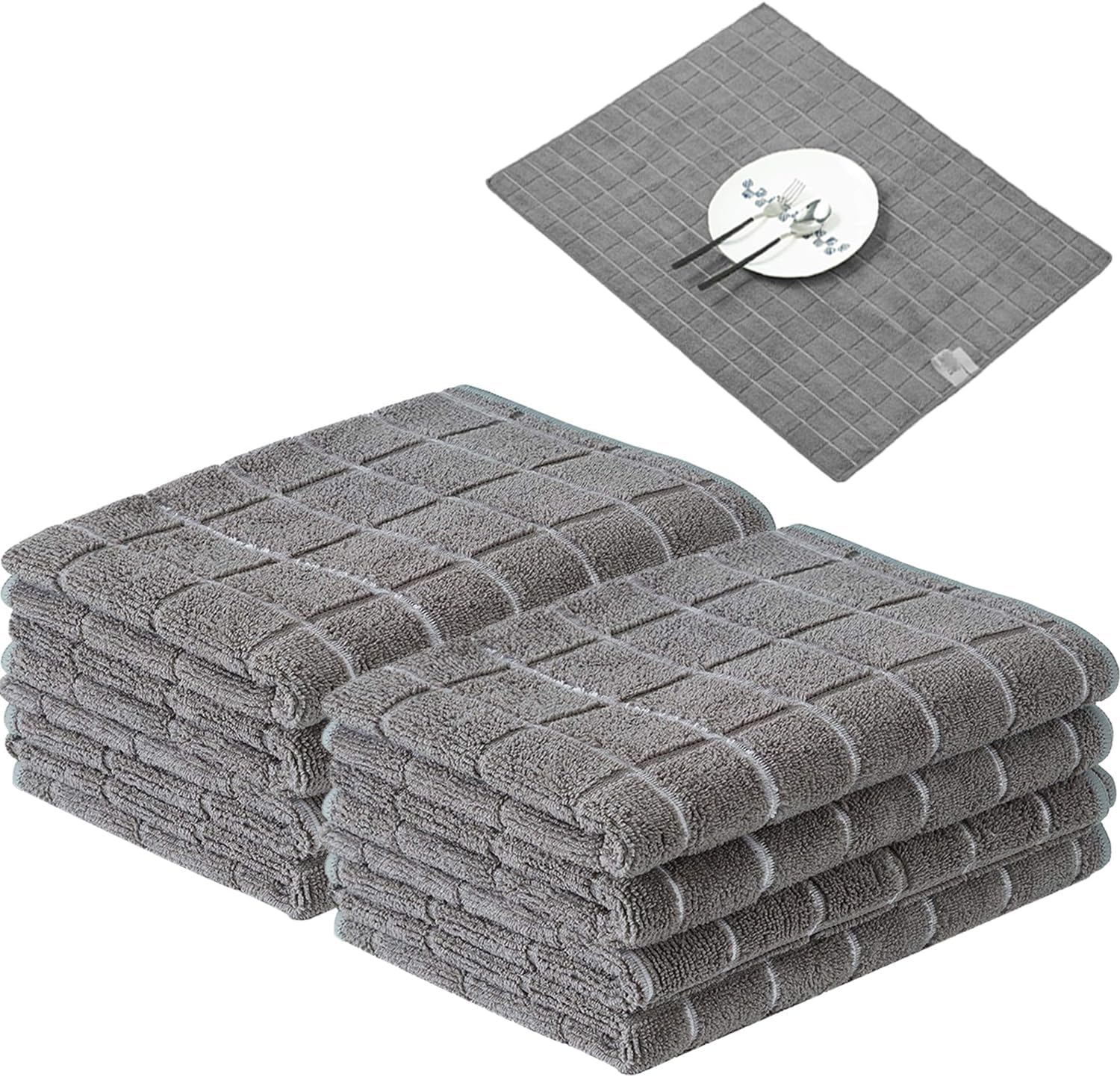 SHUNMAN Microfiber Cleaning Cloth,8 Pack 26 X 18 Inch All-Purpose Microfiber Towels, Ultra Premium Microfibre Kitchen Dish Tea Towel,Soft, Super Absorbent and Lint Free image number 6