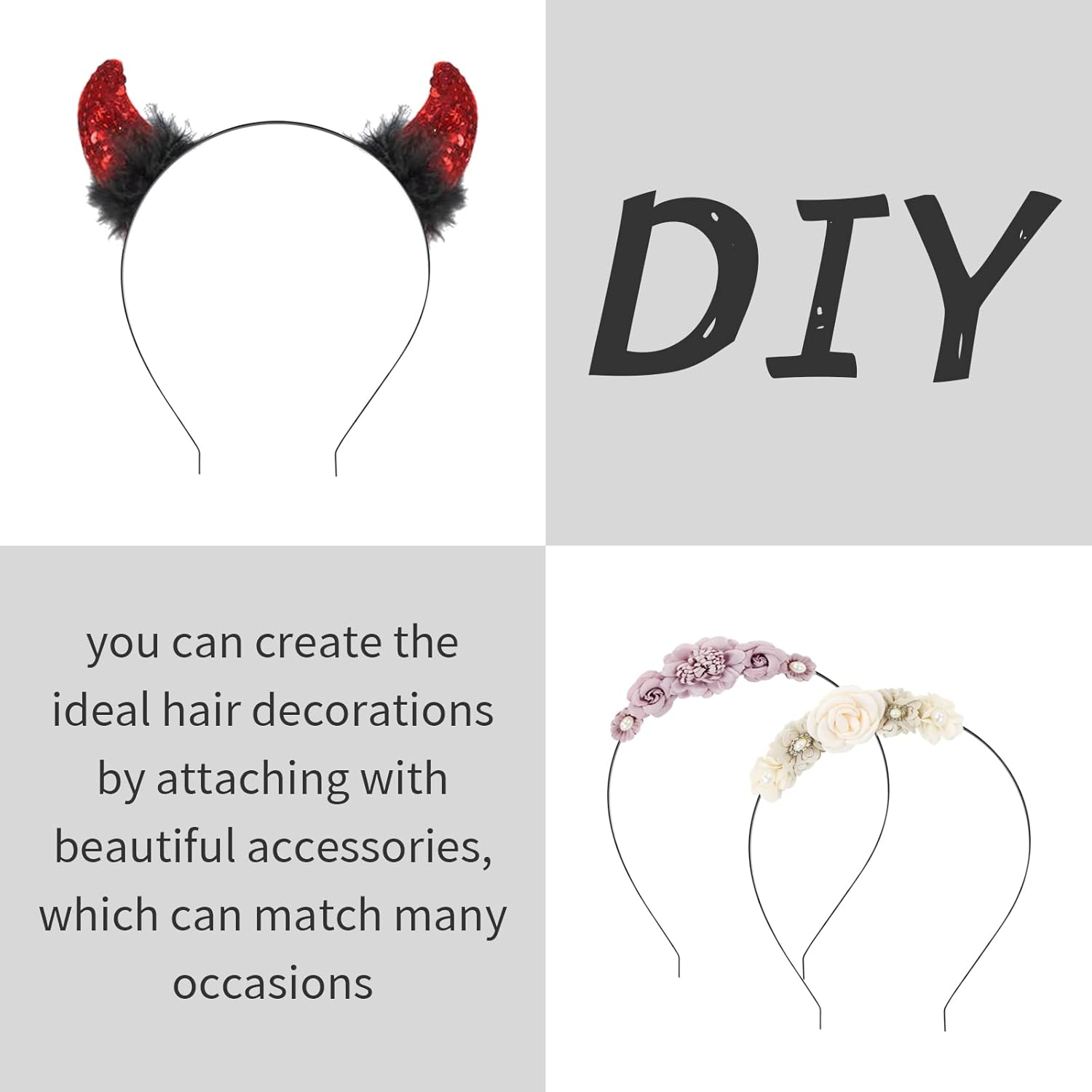 Lawie 30 Pack Bulk 3 MM Black Plain Blank Hard Skinny Thin Metal Headbands Base Wire Hair Bands Clasps Tiara Headband DIY Crafting Hair Accessories for Women image number 2