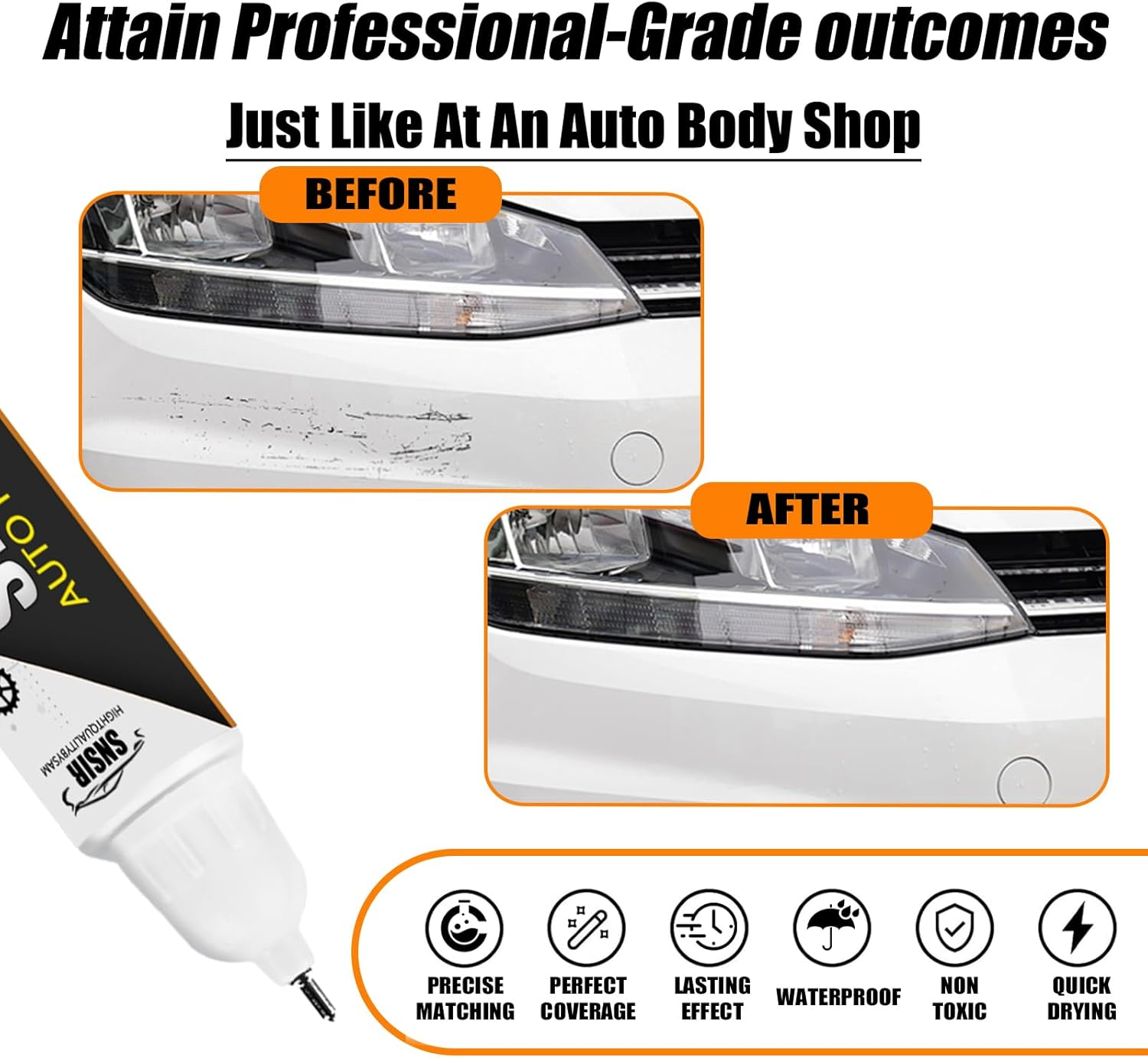 Pure White Touch up Paint for Cars, Color Accurate Touch up Paint for Cars, Premium Car Scratch Remover for Deep Scratches, Easy to Use, Safe and Non-Toxic image number 3