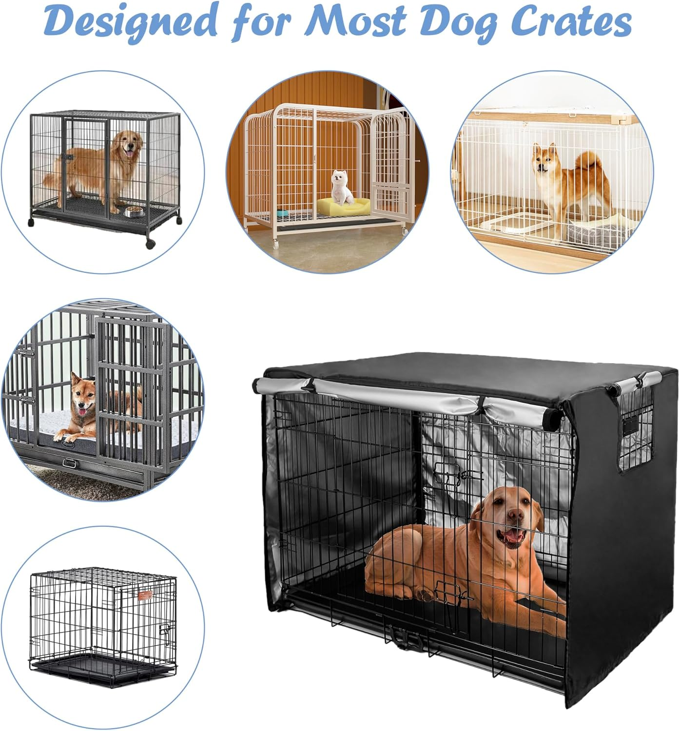 Dog Crate Cover 36 Inch - Double Door, Waterproof Dog Kennel Cover with Air Vent Window, for Indoor/Outdoor Most Wire Dog Crate