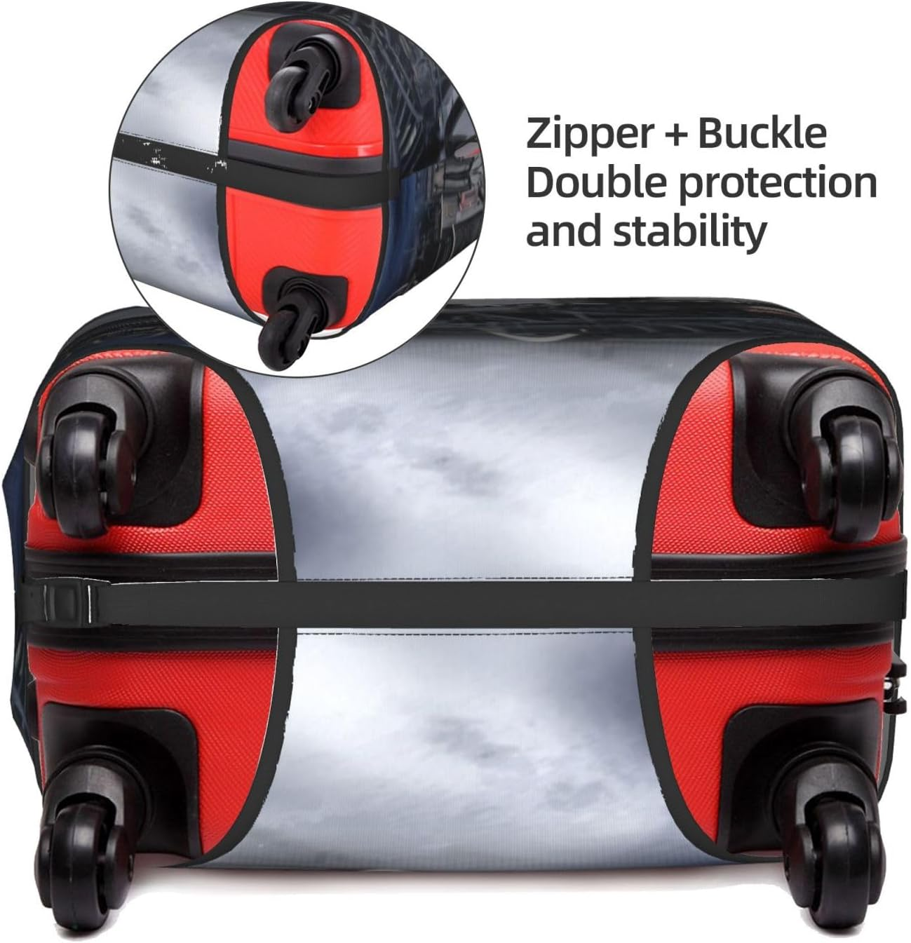 Obabo White Purple Butterflies Travel Luggage Cover,Washable Suitcase Cover Protector Anti-Scratch Suitcase Cover Fits 18-32 In, Steam Train Clouds, M image number 4