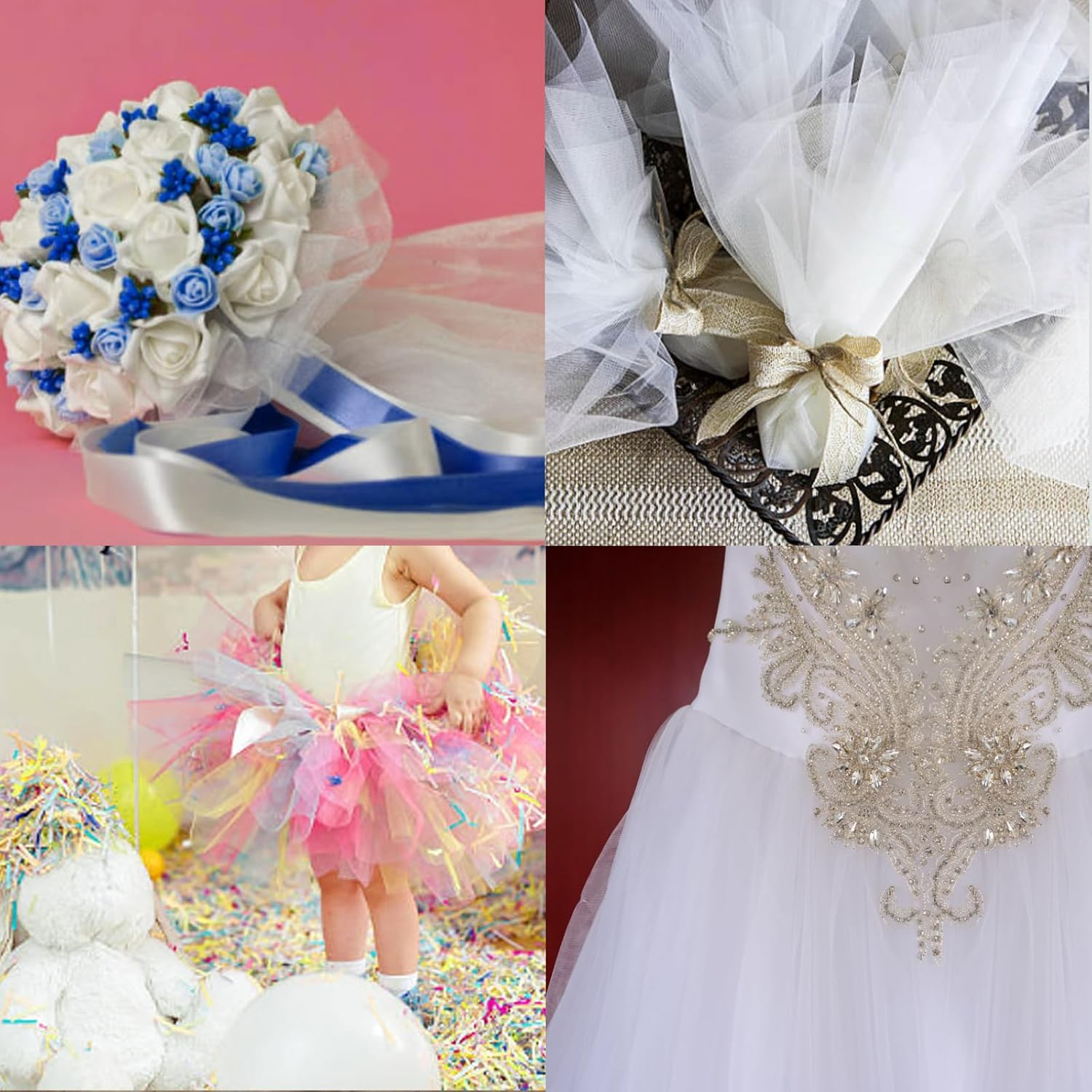 Royal Blue Tulle Fabric Roll - 6 Inch X 25 Yards Tulle Ribbon for Gift Wrapping DIY Crafts Party Decorations and Making Ponchos and More image number 5