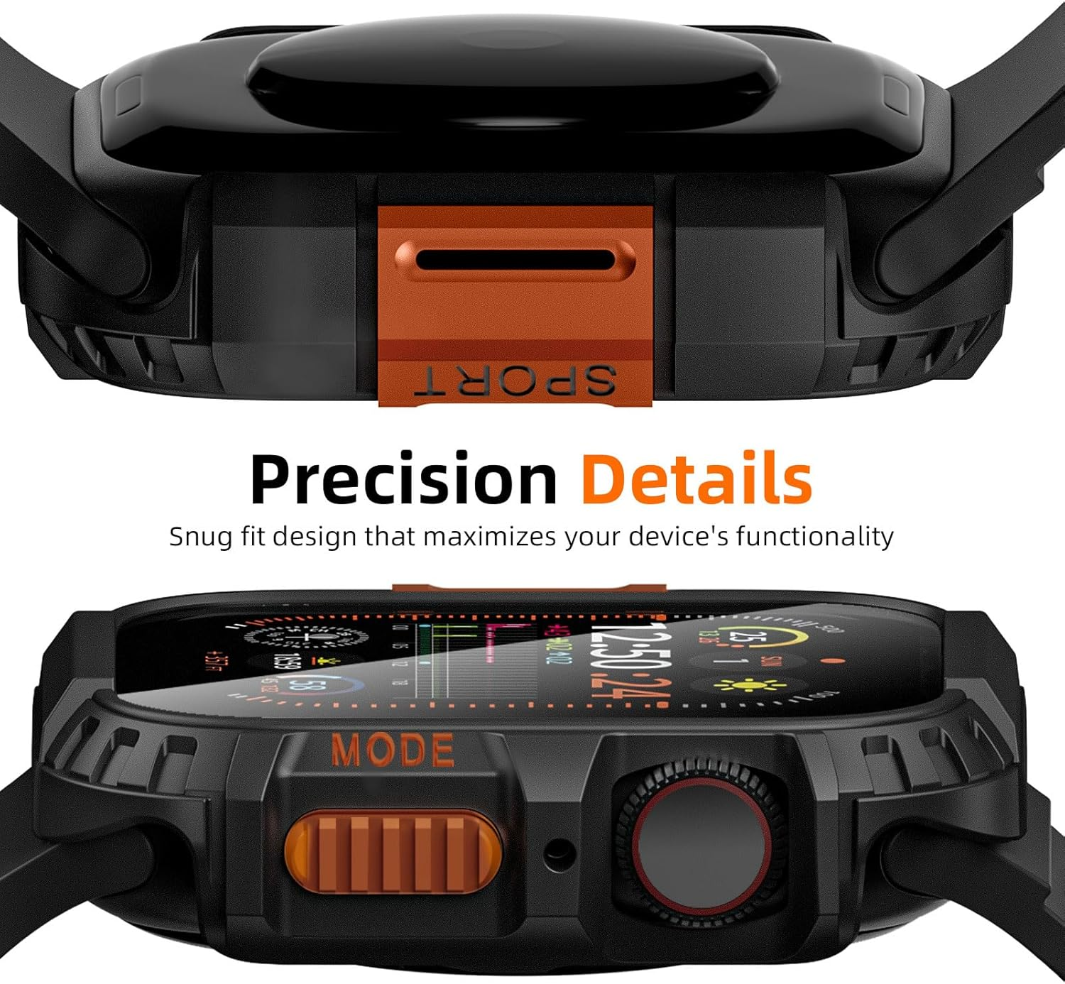 Zumyzu Rugged Waterproof Case for Apple Watch 44Mm Series 6 5 4 SE with Tempered Glass Screen Protector, Hard PC Bumper Protective Cover for Iwatch 44Mm Black Gray image number 1