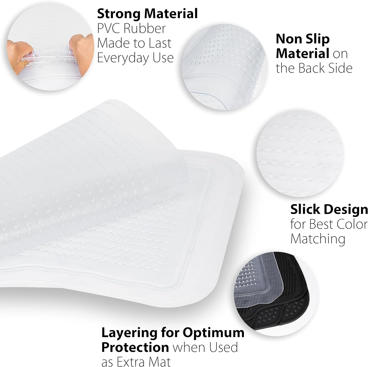 Zonetech All Weather Full Rubber Clear Car Interior Floor Mats - 4-Piece Set Clear Heavy Duty Car Interior Floor Mats image number 2