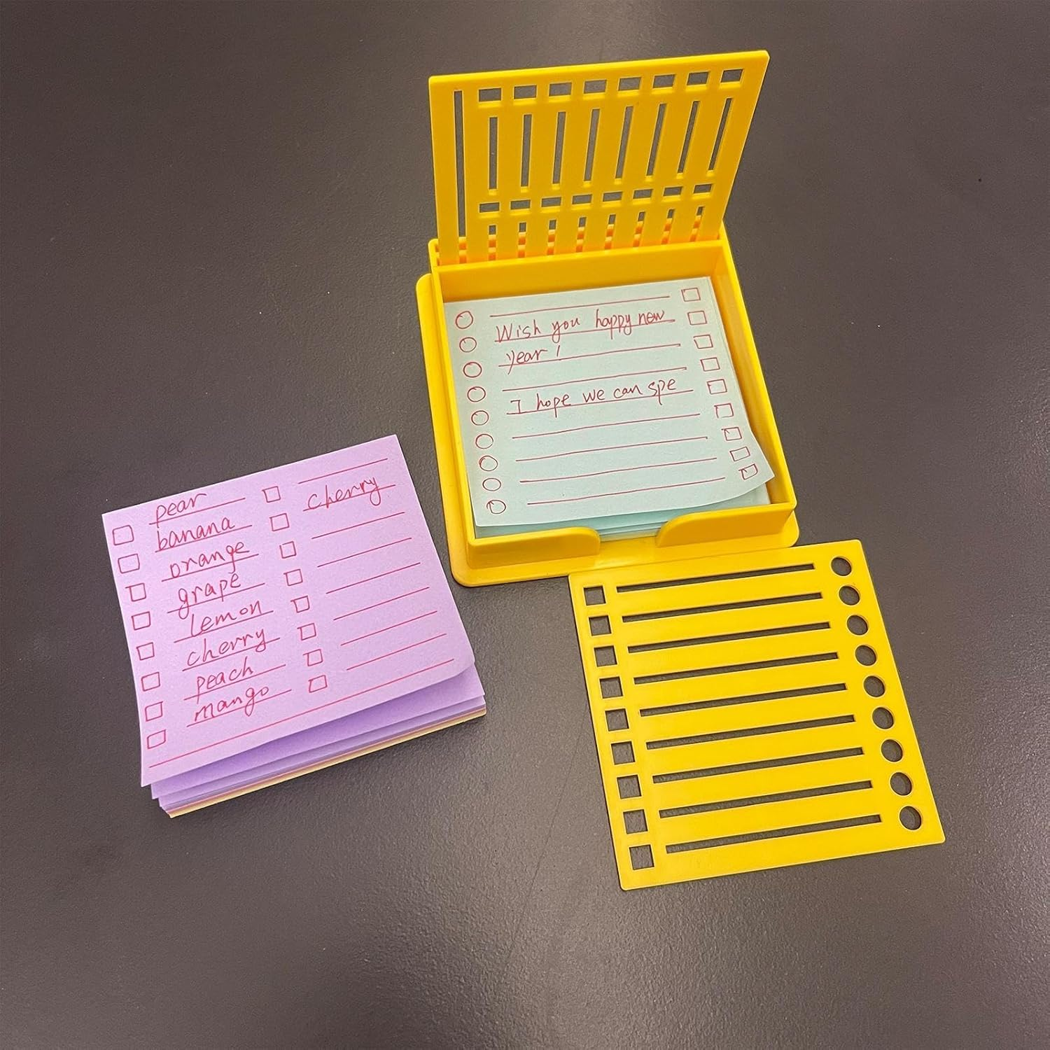 4Pieces Sticky Note Holder | Sticky Note Stencil | Note Dispenser | Double Insert Template Storage Box | Self-Adhesive Notes Pad | School Supplies Desk Accessories image number 6
