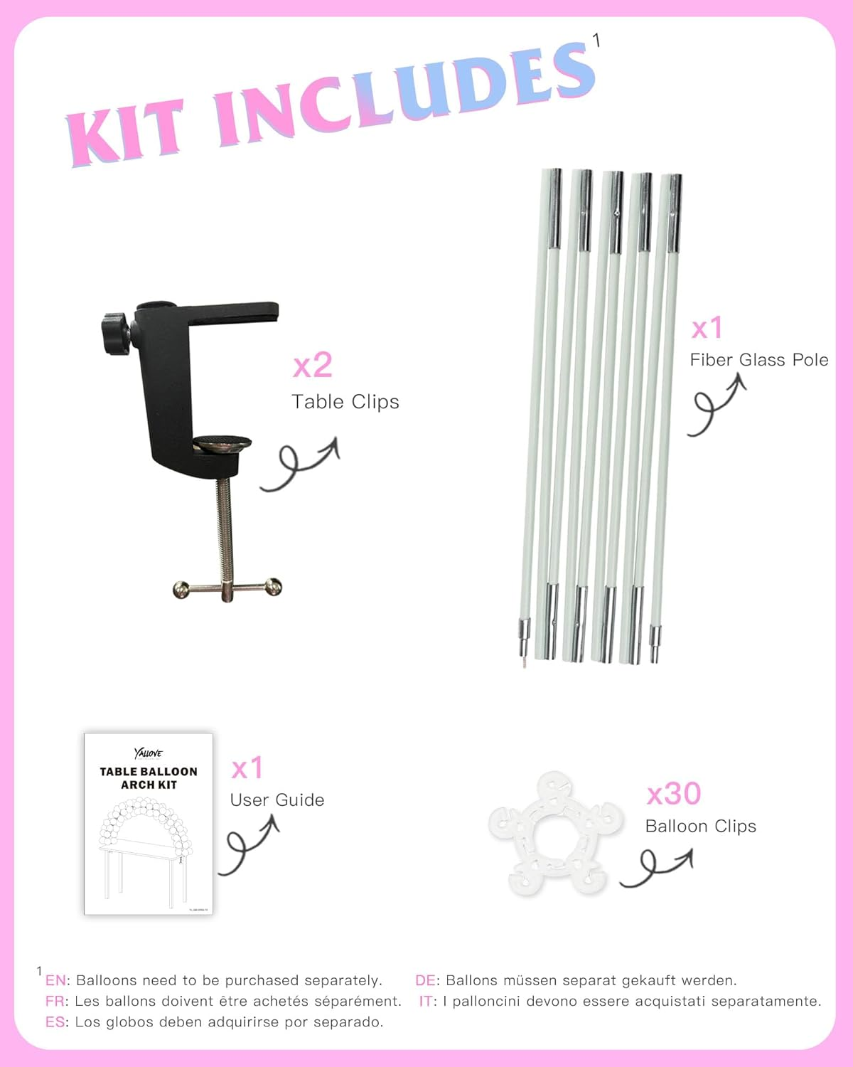 YALLOVE Table Balloon Arch Kit, 12FT Balloon Garland Stand for Party Decoration image number 2