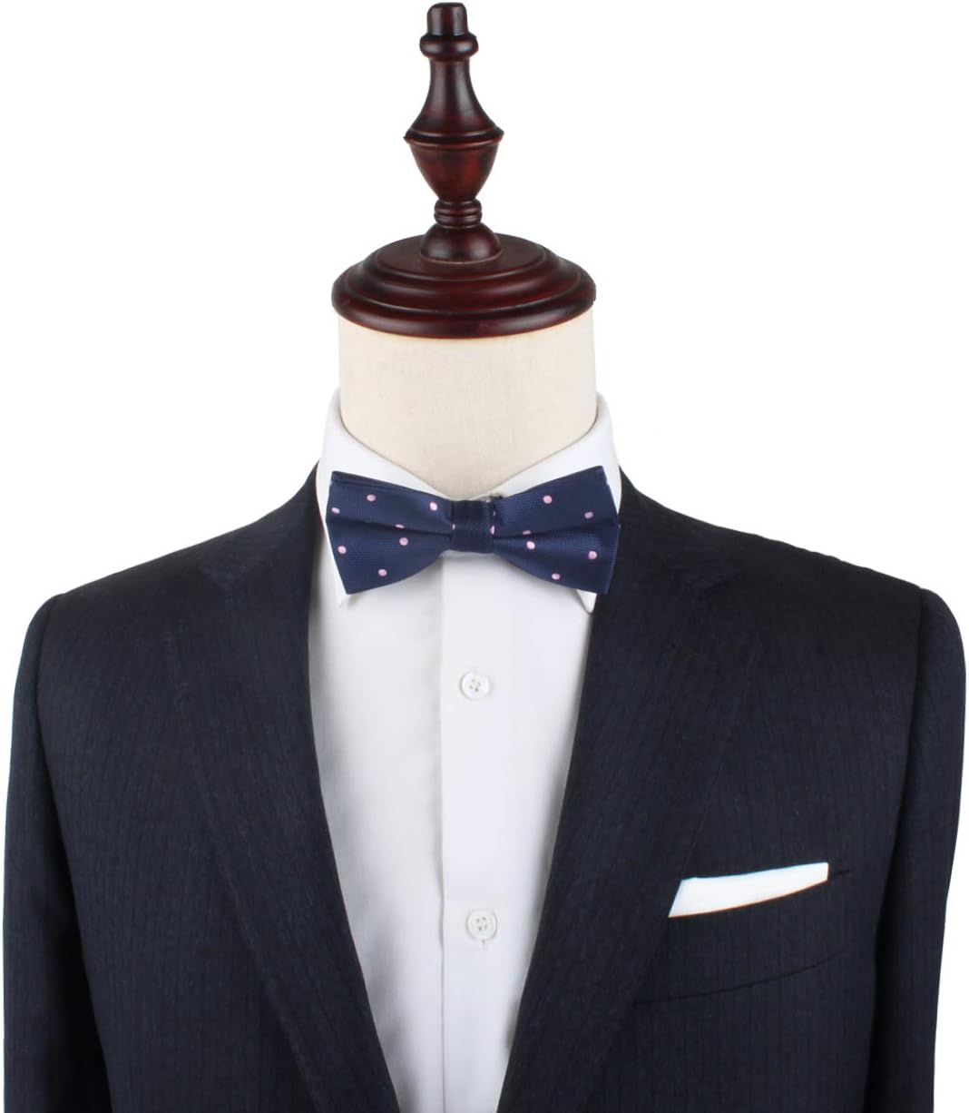 Navy Pink Polka Dot Bow Tie | 5 Year Warranty | Gifts for Men | Groomsmen Bow Ties image number 6