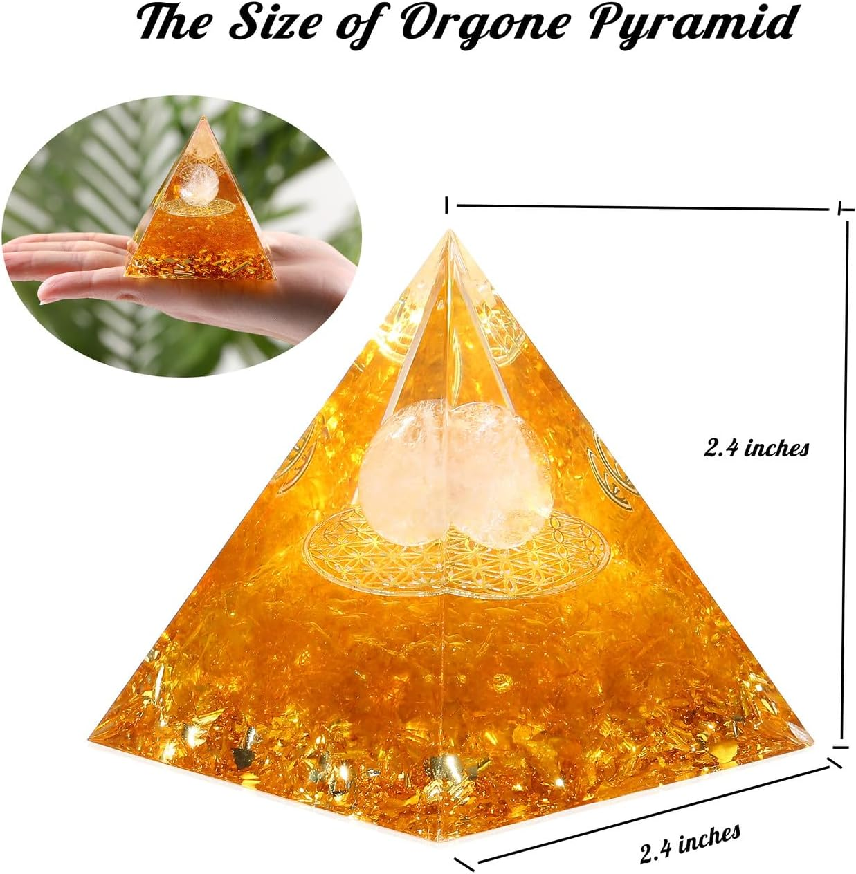 ZHIYUXI 2.4" Citrine Crystals and Healing Stones Yellow Healing Crystals Orgone Pyramid for Attracts Lucky Gifts for Women Men Home Decor Gemstones Energy Balance Reiki