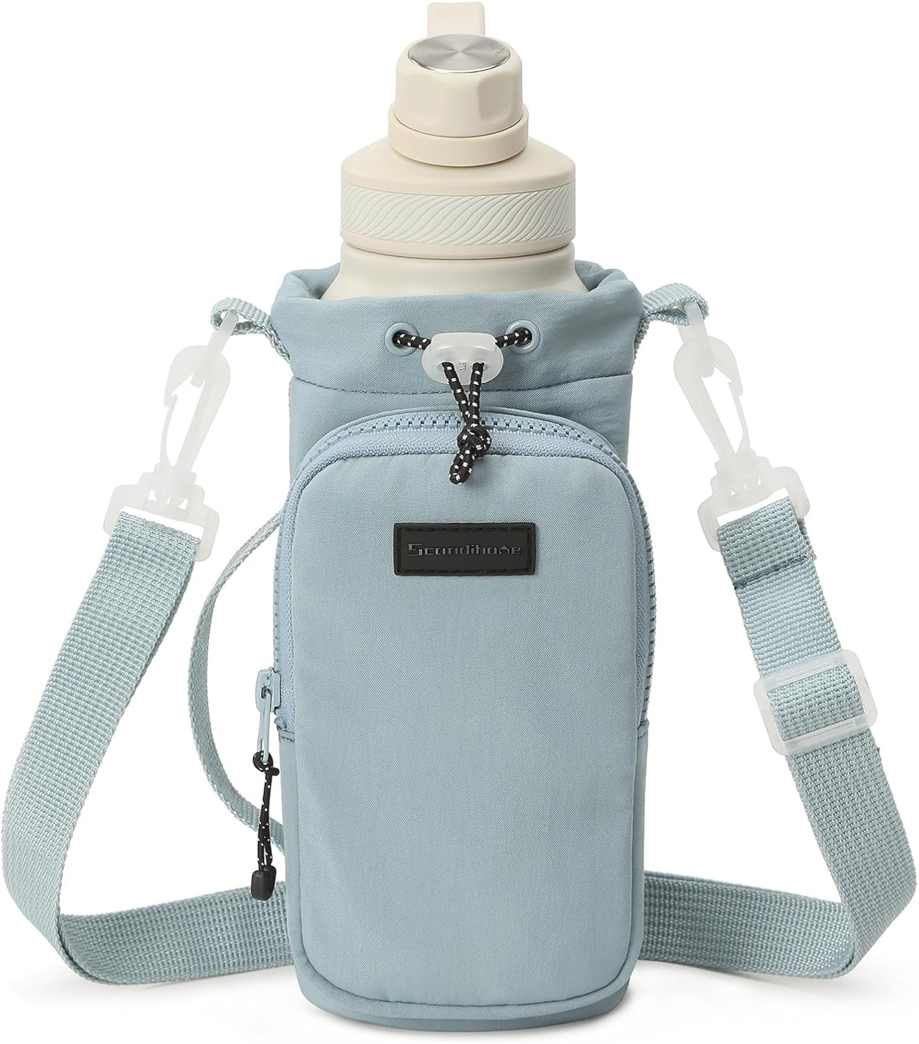 SEPWIK Water Bottle Carrier Bag with Phone Pocket 40Oz Water Bottle Holder Pouch with Adjustable Strap Water Bottle Sleeve for Walking Hiking Camping Gym Scandihome Series